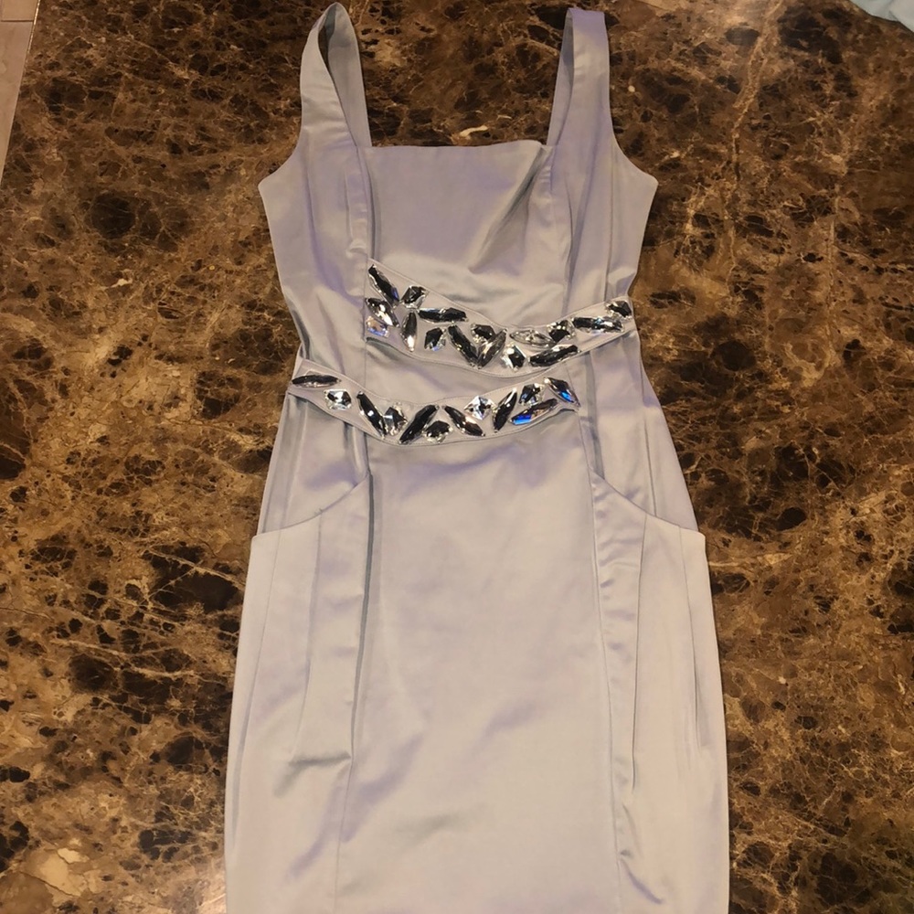 Beautiful grey design with rhinestone detailing